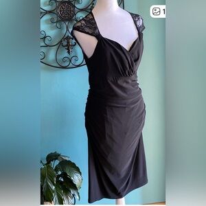 EUC American Living Sleeveless Lace Back Cinched Sides Black Dress